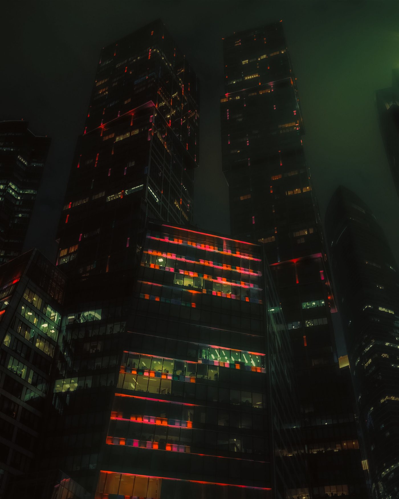 City skyline at night